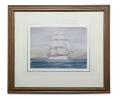 Irwin John David Bevan, Boat Under Full Sail, watercolour image:
