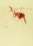 o.T. (Blutender Hirsch auf Schädel) by Joseph Beuys, 1974, Farblithografie auf graugrünem Bütten, sold Dec 2016