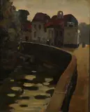 A Village in Brittany by French School, Oil on canvas, sold Aug 2018