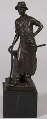 Constantin Holland, The Blacksmith, Bronze with dark brown patina
