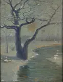 Robert Kilbert, Winter Dusk Scene, Oil on canvas