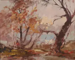 Arnold Turtle, Autumn Country Landscape, Oil on painters board