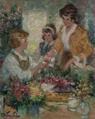 Chez la Fleuriste by Pierre Eugene Duteurtre, Oil on Canvas, sold Aug 2018