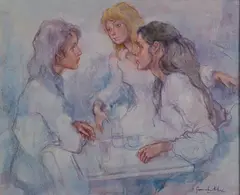 Antonio Gonzalez Collado, Deep in Conversation, Oil on Canvas