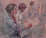 Antonio Gonzalez Collado, Self-portrait with Students, Oil on Canvas