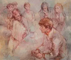 Antonio Gonzalez Collado, A Private Concert, Oil on Canvas