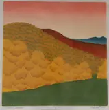 Sabra Field, Sunset, October, Woodblock print on paper