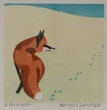Sabra Field, A Fox in Winter, Woodblock print on paper