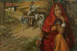 S.S. Shaikh, Daydreaming and Tending the Goats -, Oil on canvas