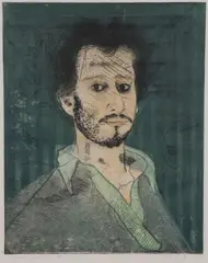 Tomas Lasansky, Self Portrait at Twenty-one, Color etching and aquatint
