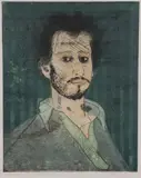 Tomas Lasansky, Self Portrait at Twenty-one, Color etching and aquatint