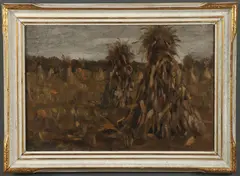 Robert J. Wickenden, Corn Harvest with Pumpkins -, Oil on artist's board