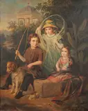 European School, Children With Dog At Play -