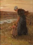 Bernard Johannes Bloomers, Twilight Stroll with Baby, Oil on canvas