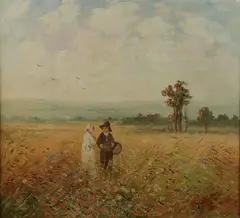 Ronald Cavalla, Impressionistic Landscape with Children, Oil on canvas