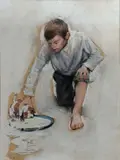 Henry James Soulen, Boy Feeding Dog -