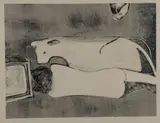Fritz Scholder, Interior with Television #2, Lithograph on paper