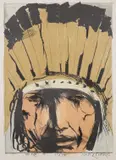 Leonard Baskin, Crazy Horse -, Color lithograph