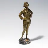 Bruno Zach, Lady, bronze patinated; marble base; on the reverse on the trousers signed "Zach"