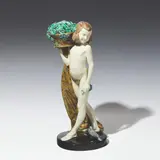 Hugo Franz Kirsch, Boy with bird and flower basket, 1st half 20th century