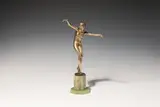 Josef Lorenzl, Dancer, bronze, silver plated and painted; onyx base; signed on the plinth "LORENZL"