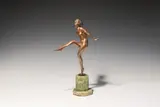 Josef Lorenzl, Dancer, bronze, silver plated and painted; onyx base; signed on the plinth "LORENZL"