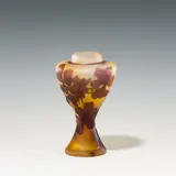 Émile Gallé, Small vase "Orchidée, colourless glass, yellow underlay, violet overlay, and etched in multiple stages; laterally etched signature "Gallé"