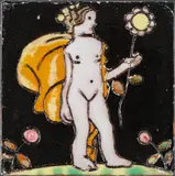 Bertold Löffler, Tile with putto and flower