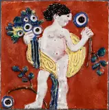 Bertold Löffler, Tile with putto and flowers