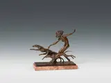 Josef Lorenzl, Hunteress, bronze patinated; signed on the plinth "LORENZL"; marble base