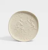 Pablo Picasso, Joueur de diaule et faune, 1956, Ceramic plate. White clay with sculptural decor, unglazed; ceramic, Madoura edition