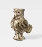 Pablo Picasso, Chouette1969, Ceramic pitcher. White clay, brown and black engobe, partially glazed and with incised decor; ceramic, Madoura edition