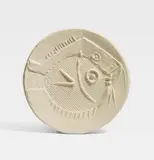 Pablo Picasso, Grand poisson, 1956, Ceramic plate. White clay with sculptural decor, unglazed; ceramic, Madoura edition