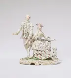 Johann Friedrich Lück, A rare Frankenthal porcelain group of a shepherd couple with a dog