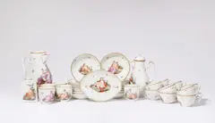 Porcelain Manufactory Frankenthal, An extensive Frankenthal porcelain coffee and tea service featuring mythological scenes