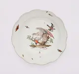 Meissen Royal Porcelain Manufactory, A Meissen porcelain dish with hawk and bullfinches