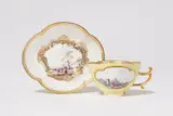 Meissen Royal Porcelain Manufactory, A Meissen yellow ground porcelain cup and saucer