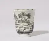 Manufaktur Claudius Innocentius Du Paquier Wien, A Vienna porcelain beaker with "'hausmaler" painting of a deer hunt