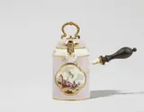 Meissen Royal Porcelain Manufactory, A small Meissen purple ground porcelain chocolate pot and lid
