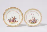 Meissen Royal Porcelain Manufactory, Two Meissen porcelain saucers with Hoeroldt chinoiseries