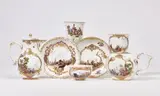 Meissen Royal Porcelain Manufactory, Seven pieces from different Meissen porcelain services with merchant navy scenes