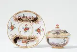 Meissen Royal Porcelain Manufactory, A Meissen porcelain lidded tureen on stand with rare mountain landscapes