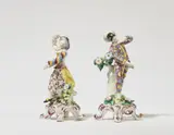 Bow Porcelain Factory, Two English soft paste porcelain figures of Harlequin and Columbine
