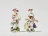 Bow Porcelain Factory, A pair of English soft paste porcelain Commedia dell'Arte figures
Hurdy gurdy and bagpipe player
