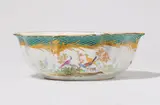 A large Meissen porcelain bowl with a green mosaic border by Meissen Royal Porcelain Manufactory, offered May 2026