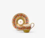 A KPM Berlin porcelain cup and saucer with camelia wreaths by Königliche Porzellanmanufaktur Berlin Kpm, Model no. 755. Blue sceptre mark with enamel blue dash below, red 43, press mark. The gilding of the saucer retouched. C, sold Apr 2026