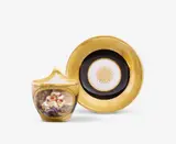Königliche Porzellanmanufaktur Berlin Kpm, A KPM Berlin porcelain cup and saucer with an allegorical motif