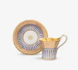 Königliche Porzellanmanufaktur Berlin Kpm, A KPM Berlin porcelain cup and saucer with vertical stripe decor