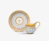 Königliche Porzellanmanufaktur Berlin Kpm, A KPM Berlin porcelain cup and saucer with vertical stripe decor