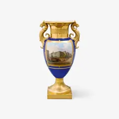 Königliche Porzellanmanufaktur Berlin Kpm, A KPM Berlin porcelain vase depicting monuments in Berlin